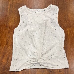 Livi by Olivia Raw White Eyelet Women's Slightly Cropped Tank